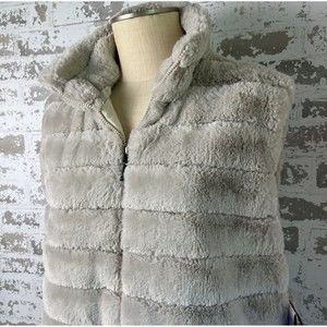 Faux Fur Vest Women’s M Oatmeal Beige Gray Stillwater Supply‎ Co Comfort Tech